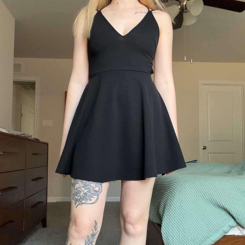 Black backless mini dress